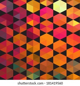 seamless pattern. Retro pattern of geometric shapes. Colorful mosaic backdrop. Geometric hipster retro background, place your text on the top of it. Retro triangle background