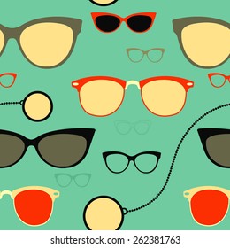 Seamless pattern with retro Glasses  Vector Background