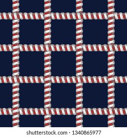 Seamless pattern with retro hand-drawn sketch silver chain on dark background. Drawing engraving texture. Great design for fashion, textile, decorative frame, yacht style card. Vector illustration