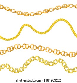 Seamless pattern with retro hand-drawn sketch golden chain on white background. Drawing engraving texture. Great design for fashion, textile, decorative frame, yacht style card. Vector illustration