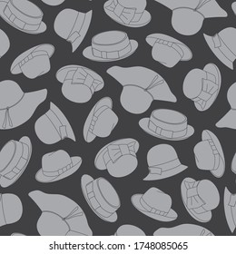 Seamless pattern with retro hats. Vector illustration