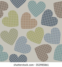 Seamless pattern with retro hearts on Valentine's day. Perfect template for wallpaper, retro card, paper, linen,  tissue, design fabric and more creative designs.