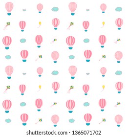 seamless pattern with retro hot air balloon