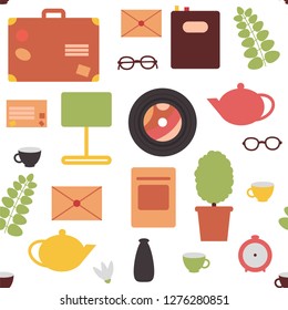 seamless pattern of retro items vector