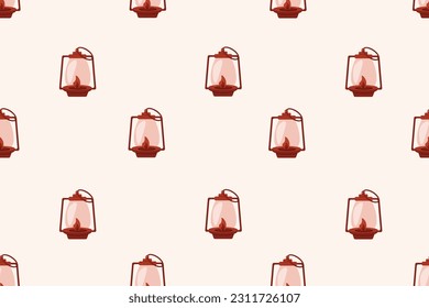 Seamless pattern with Retro Lamp. Kerosene Lamp endless background. Vector illustration. Vintage aesthetic. Wallpaper and bed linen print.
