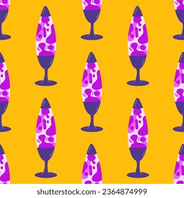 Seamless pattern retro lava lamp 70s.