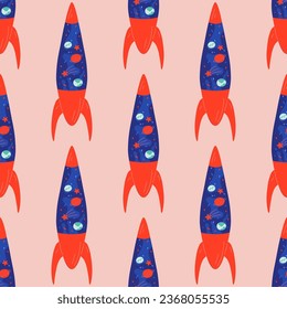 Seamless pattern retro lava lamp 70s.