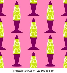 Seamless pattern retro lava lamp 70s.