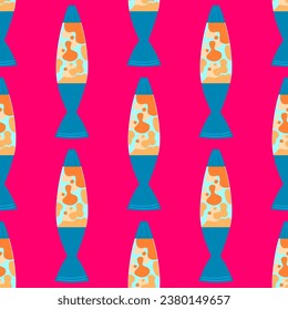 Seamless pattern retro lava lamp 70s.