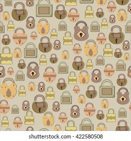 Seamless pattern with retro locks - vector illustration