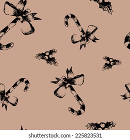 Seamless pattern retro, Merry Christmas and New Year, paper, textile, fabric, wrapper, wallpaper, vector