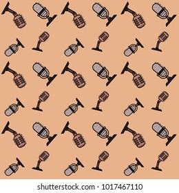 Seamless pattern - retro microphone