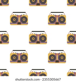 Nahtlose Muster Retro Mixtape. Vintage-Musikkassette. Retro-DJ-Tonband, Stereo-Mix der 80er bis 90er Jahre