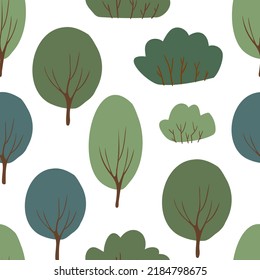Seamless pattern with retro mountains and trees, Digital paper with hills, Endless backgrounds, Groovy vector illustration clipart.