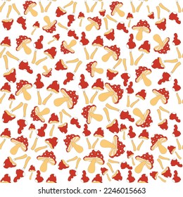 Seamless pattern with retro mushrooms.Retro 70s 60s psychedelic groovy mushroom. Hippie background for wallpaper, fabric.