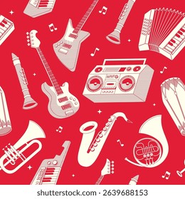 Seamless Pattern of Retro Musical Illustration