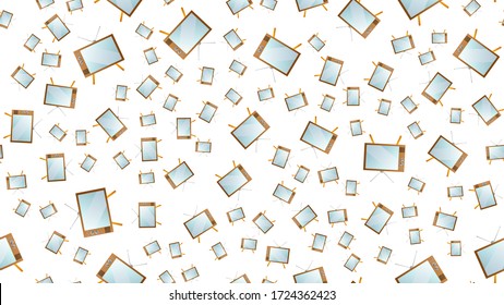 Seamless pattern from retro old hipster televisions from the 70s, 80s, 90s, 2000s on a white background.