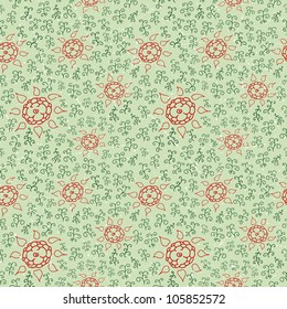 Seamless pattern of retro ornament with flowers. Vector illustration