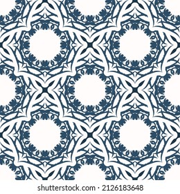 Seamless pattern with retro patterns. Background with white and blue color. Good for wallpaper. Vector.