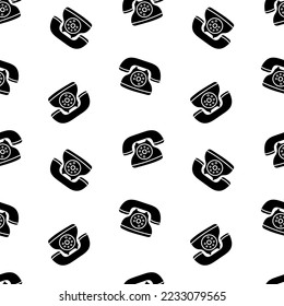 Seamless pattern with retro phone silhouette vector