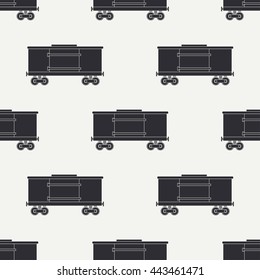 Seamless pattern with retro railway boxcar silhouette. Vector illustration. Elements for design. Railroad transportation. Graphic texture for design , wallpaper. Railroad. Train. Railway. Wagon.