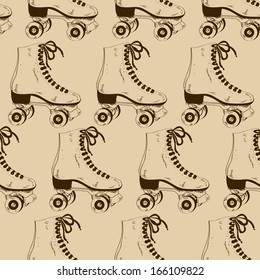 Seamless pattern with retro roller skates