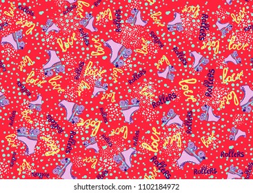 seamless pattern with retro rollers