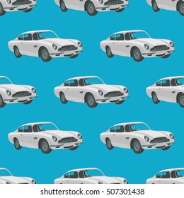 Seamless pattern with retro sport car . Vector illustration. Cartoon car.