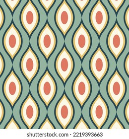 Seamless pattern in retro style. Abstract texture decorative 50`s, 60's, 70's style. Can be used for fabric, wallpaper, textile, wall decoration. Vector illustration