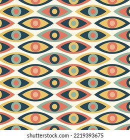 Seamless pattern in retro style. Abstract texture decorative 50`s, 60's, 70's style. Can be used for fabric, wallpaper, textile, wall decoration. Vector illustration