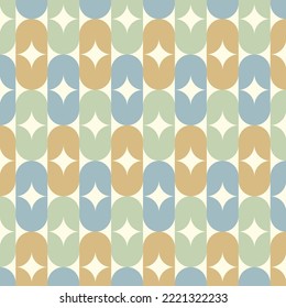 Seamless pattern in retro style. Abstract texture decorative 50`s, 60's, 70's style. Can be used for fabric, wallpaper, textile, wall decoration. Vector illustration