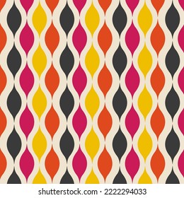 Seamless pattern in retro style. Abstract texture decorative 50`s, 60's, 70's style. Can be used for fabric, wallpaper, textile, wall decoration. Vector illustration