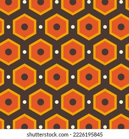 Seamless pattern in retro style. Abstract texture decorative 50`s, 60's, 70's style. Can be used for fabric, wallpaper, textile, wall decoration. Vector illustration