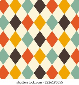 Seamless pattern in retro style. Abstract texture decorative 50`s, 60's, 70's style. Can be used for fabric, wallpaper, textile, wall decoration. Vector illustration