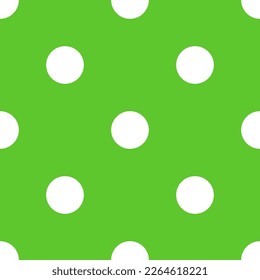 Seamless pattern in retro style. Abstract vintage pattern with big white polka dots on green background for textile, wrapping paper, banners, print, packaging and other design. Vector illustration