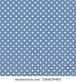 Seamless pattern in retro style. Abstract vintage pattern with small white polka dots on a blue background for textile, wrapping paper, banners, print, packaging and other design. Vector illustration