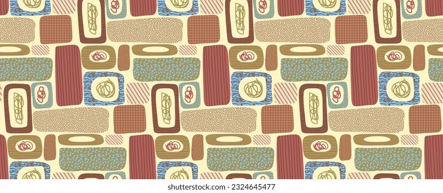 Seamless pattern in retro style. Abstract drawing in a flat style. Scribble.