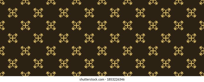 Seamless pattern in retro style, background, wallpaper texture, gold on black, vector image