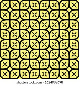 Seamless pattern in retro style. Black and gold color wallpaper. Vector illustration