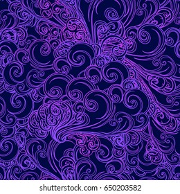 Seamless pattern. Retro style curly decorative clouds with. Decorative element for tattoo textile prints or greeting card design. EPS10 vector illustration