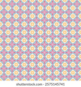 Seamless pattern in retro style with decorative elements. Vector illustration.