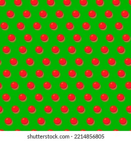 Seamless pattern in retro style with dot pattern.Christmas red balloons on a green background.