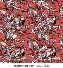 Seamless pattern in retro style. Flower. Red, pink, white. vector illustration texture