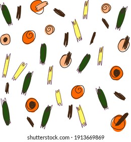 Seamless pattern in retro style with geometric figures on white background. 80s and 90s style.