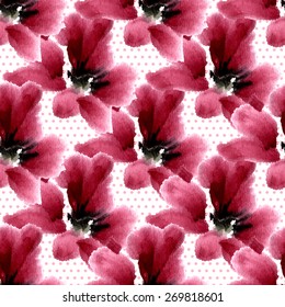 Seamless pattern in retro style "hibiscus flower".
