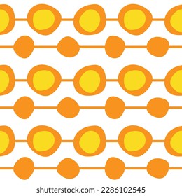 Seamless pattern with retro style lines and round shapes.