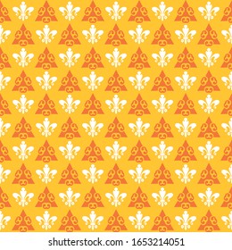 Seamless pattern in retro style. Modern pattern background. Textile design texture. Orange and yellow color. Wrapping paper design. Vector 