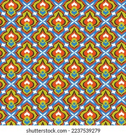 Seamless pattern in retro style. Ornament with multi colored rhombus, tightly arranged to each other. Superior pattern for modern fabrics, textile, wallpapers, interior decoration and design