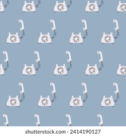 seamless pattern, retro telephone art surface design for fabric scarf and decor