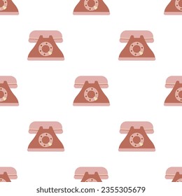 Seamless pattern Retro telephone vintage communication technology, old telephone design vector elements